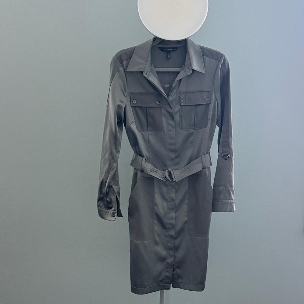NEW-White House Black Market Charcoal Long Sleeve Dress